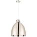 Newton Bell 18"W Polished Nickel Corded Pendant With Polished Nickel S