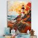 Longshore Tides Lighthouse Guiding Light Pastoral II - Cityscapes Wall Art Prints Metal in Orange | 32 H x 16 W x 1 D in | Wayfair