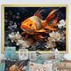 Highland Dunes Asian Golden Carp Glowing I Framed On Canvas Print Metal in Black/Brown/Orange | 16 H x 32 W x 1 D in | Wayfair