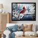 Red Barrel Studio® Canada Red Cardinal Bird Winter Wonderland V Framed On Canvas Print Canvas, Cotton in Red/White | 24 H x 1 D in | Wayfair