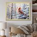 Red Barrel Studio® Canada Red Cardinal Bird Winter Wonderland I Framed On Canvas Print Metal in Red/White | 24 H x 32 W x 1 D in | Wayfair