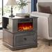 Millwood Pines Bilbe 23"Tall Freestanding Electric Fireplace Heater w/ Drawer & Built-in Outlets in Gray | 23 H x 19.7 W x 19.7 D in | Wayfair