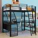 Isabelle & Max™ Aleacia Full Size Loft Bed w/ 4 Layers of Shelves Metal in Black | 76.7 H x 71.7 W x 77.1 D in | Wayfair