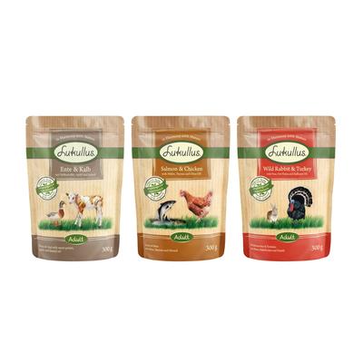 Sparpaket Lukullus Frischebeutel 48 x 300 g - Mixpaket Naturkost Wildkaninchen/Truthahn,...