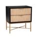 Nightstand with 2 Corrugated Drawers and Metal Base, Black