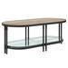 Ley 47 Inch Wood Coffee Table, Oblong, Industrial Design, Oak - 24 L x 47 W x 18 H, in inches