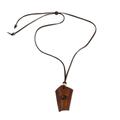 Tiger's eye and leather pendant necklace, 'Amulet'