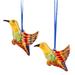 Colorful Hummingbirds,'Colorful Ceramic Hummingbird Ornaments from Mexico (Pair)'