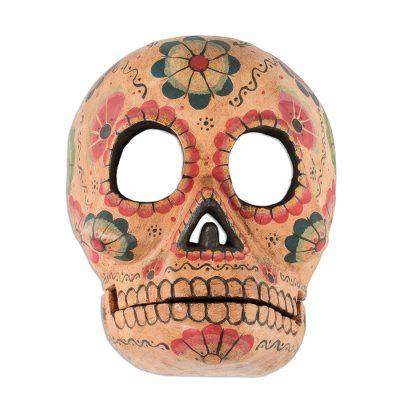 Flirty Floral Skull,'Handcrafted Day of the Dead Floral Skeleton Mask'