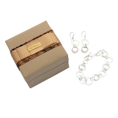 Circle of Hope,'Sterling Silver Bracelet and Earrings Curated Gift Set'