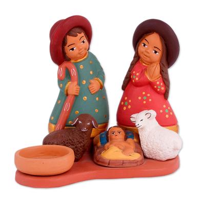 'Hand-Painted Ceramic Andean Nativity Scene from Peru'