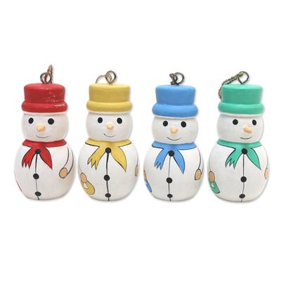 Dapper Snowmen,'Snowmen Ornaments in Assorted Colors (Set of 4)'
