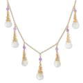 Wise Bliss,'24k Gold-Plated Prehnite and Amethyst Waterfall Necklace'