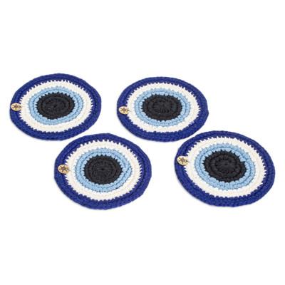 Sapphire Signs,'Knit Sapphire Cotton Coasters from...