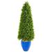Nearly Natural 52? Eucalyptus Topiary Artificial Tree in Blue Planter (Indoor/Outdoor)