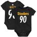 Newborn & Infant T.J. Watt Black Pittsburgh Steelers Mainliner Player Name Number Bodysuit