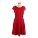 DressBarn Casual Dress - A-Line: Red Jacquard Dresses - Women's Size 6