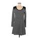 Style&Co Casual Dress - Mini Scoop Neck Long sleeves: Black Stripes Dresses - Women's Size Medium