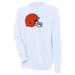 Men's Antigua White Cleveland Browns Victory Crewneck Pullover Sweatshirt