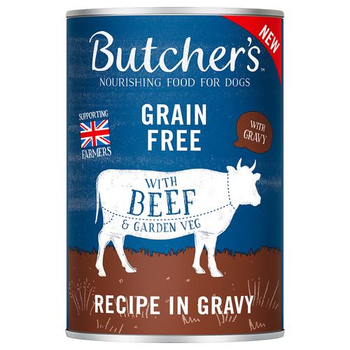 24x 400g Butcher's Original Getreidefrei mit Rind in Soße Hundefutter nass