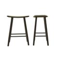 Lot de 2 tabourets en teck massif noirs 65 cm