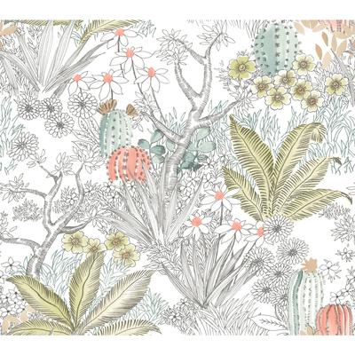 York Wallcoverings Grey Flowering Desert Peel and Stick Wallpaper