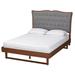 Padilla Classic and Traditional Grey Fabric and Walnut Brown Finished Wood Platform Bed