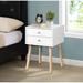 Side Table, Bedside Table with 2 Drawers and Rubber Wood Legs, Modern Storage Cabinet for Bedroom Living Room