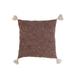 Stonewashed Cotton Pillow with Leaf Embroidery and Tassels