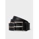 Paul Smith Black Grained Leather 'Signature Stripe' Belt