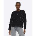 River Island Womens Black Pearl Fringed Cable Knit Jumper