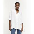 River Island Womens White Oversized Shirt With Linen