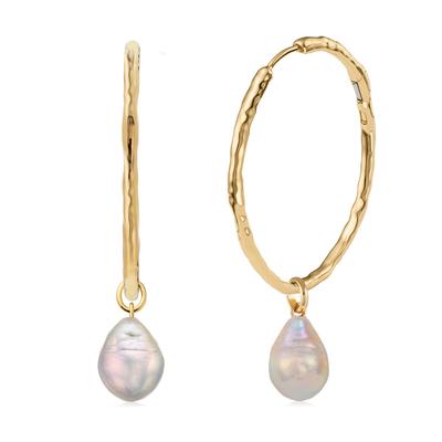 Siren Muse Large Hoop Pearl Earrings