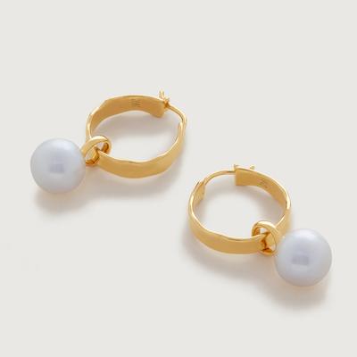 Siren Muse Wave Round Pearl Small Hoop Earrings