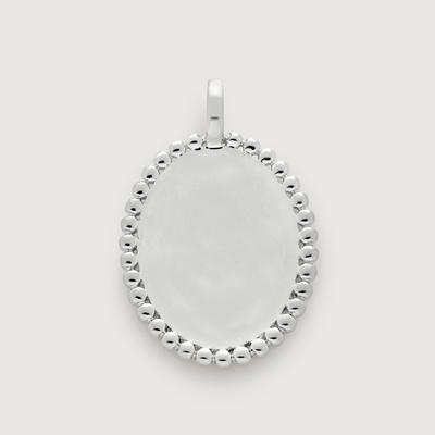Sterling Silver Deia Beaded Oval Pendant Charm