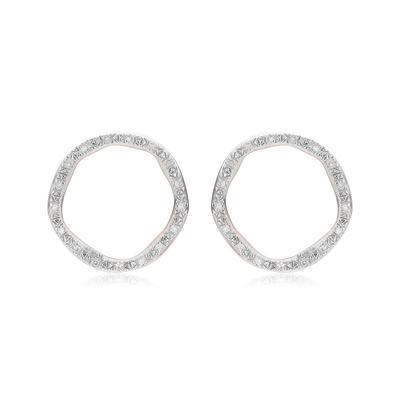 Rose Gold Riva Large Circle Stud Diamond Earrings Diamond