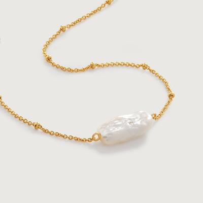 Gold Nura Biwa Pearl Beaded Chain Necklace Adjustable 41-46cm/16-18' Pearl