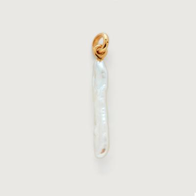 Gold Nura Skinny Biwa Pearl Pendant Pearl