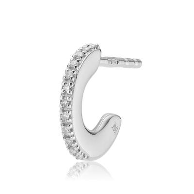 Sterling Silver Fiji Small Skinny Hoop Diamond Single Earring Diamond