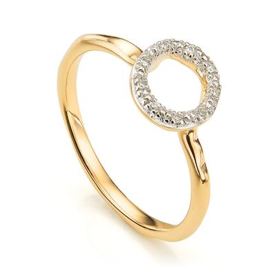 Gold Riva Mini Circle Stacking Ring Diamond