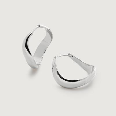 Sterling Silver Swirl Medium Hoop Earrings