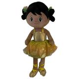 Linzy Selena Black Ballerina Rag Doll 16 Plush Doll Wearing Gold Ballet Dress