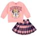 Disney Minnie Mouse Toddler Girls Fleece Sweatshirt and Skirt Plaid Pink 2T