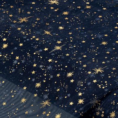 Organza Sterne, blau/gold Image
