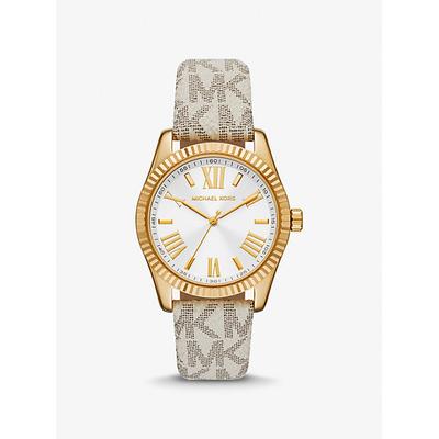 Michael Kors Lexington Gold-Tone and Signature Logo Watch Natural One Size