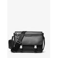 Michael Kors Hudson Pebbled Leather Messenger Bag with Pouch Black One Size