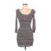 Free People Casual Dress - Bodycon Scoop Neck 3/4 sleeves: Gray Dresses - Women's Size Small