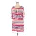 Karin Stevens Casual Dress - Mini Scoop Neck Short sleeves: Pink Stripes Dresses - New - Women's Size 14