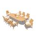 Teak Smith Algrave Oval 8 - Person 117" Long Teak Outdoor Dining Set Wood/Teak in Brown/White | 117 W x 43 D in | Wayfair DSAlgrave_117Oval_9_AA_2