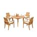 Teak Smith Algrave Round 4 - Person 52" Long Teak Outdoor Dining Set Wood/Teak in Brown/White | 52 W x 52 D in | Wayfair DSAlgrave_52Round_5_AA_3